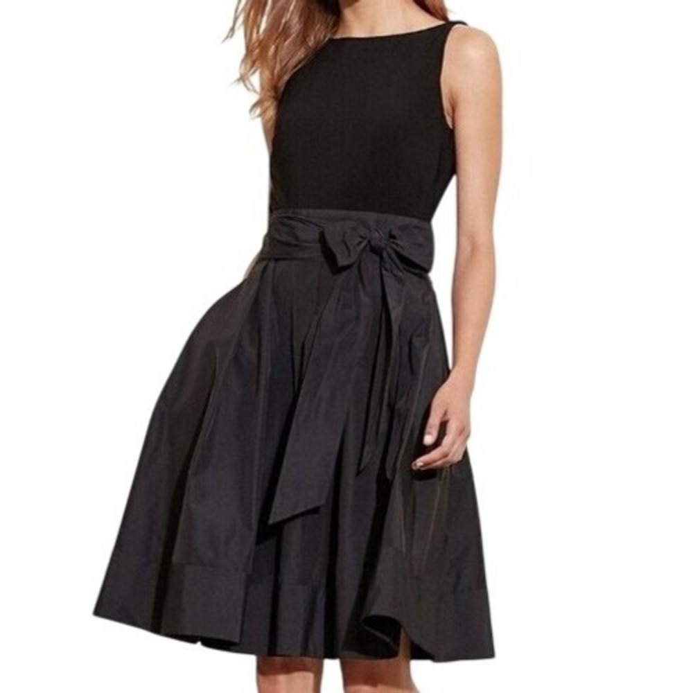 Lauren Ralph Lauren Black Sleeveless Fit & Flare Cocktail Dress Size 0 Old Money